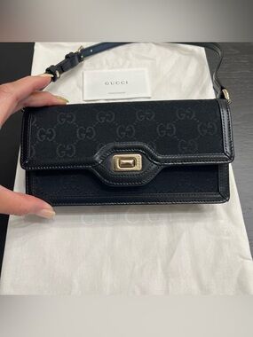 NEW Gucci Black Luce Mini Monogram Shoulder Bag